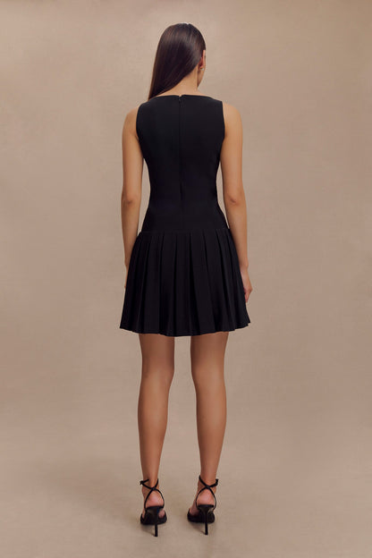 Robe mini plissée sans manches Mackenzie - Noir