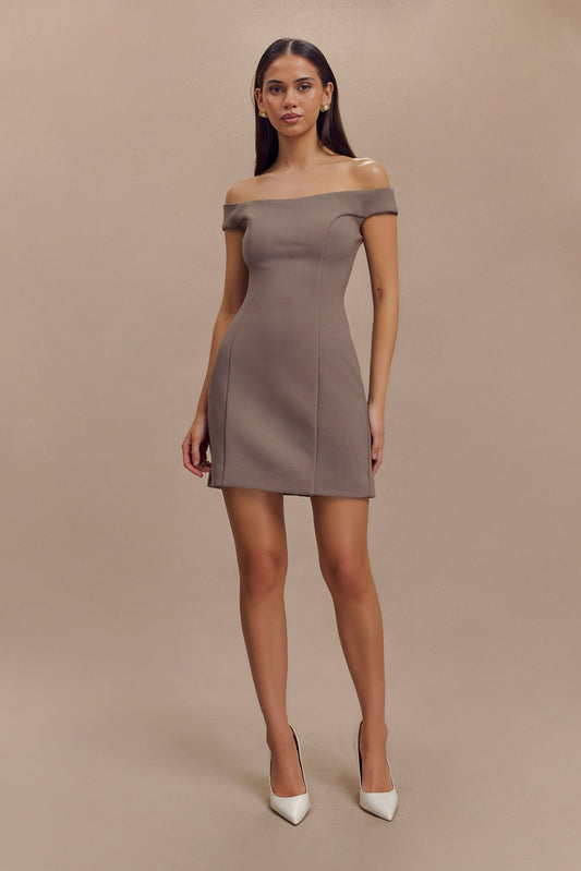 Mini-robe en crêpe à épaules dénudées Cassidy - Gris fumé