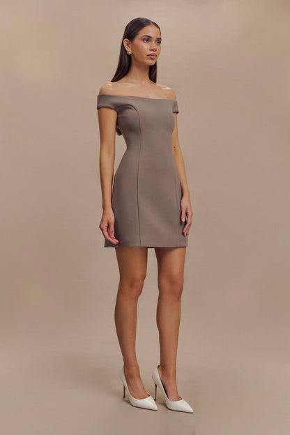 Mini-robe en crêpe à épaules dénudées Cassidy - Gris fumé