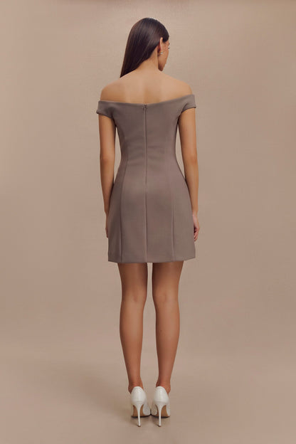 Mini-robe en crêpe à épaules dénudées Cassidy - Gris fumé