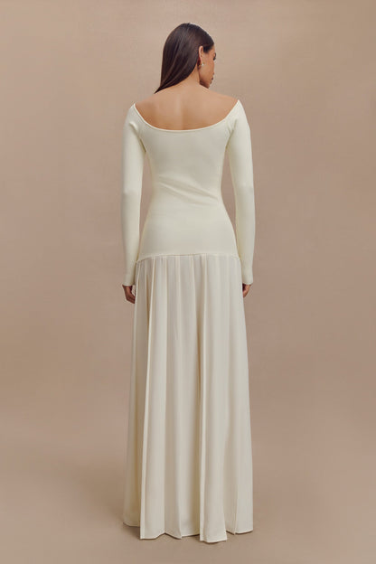 Robe maxi en tricot Presley à épaules dénudées - Ivoire