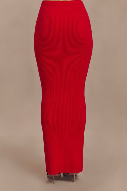 Jupe Maxi Tricot côtelé Mathilde - Rubis