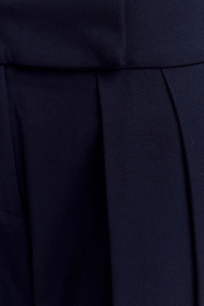 Pantalon à taille haute et plis Penelope - Bleu marine foncé