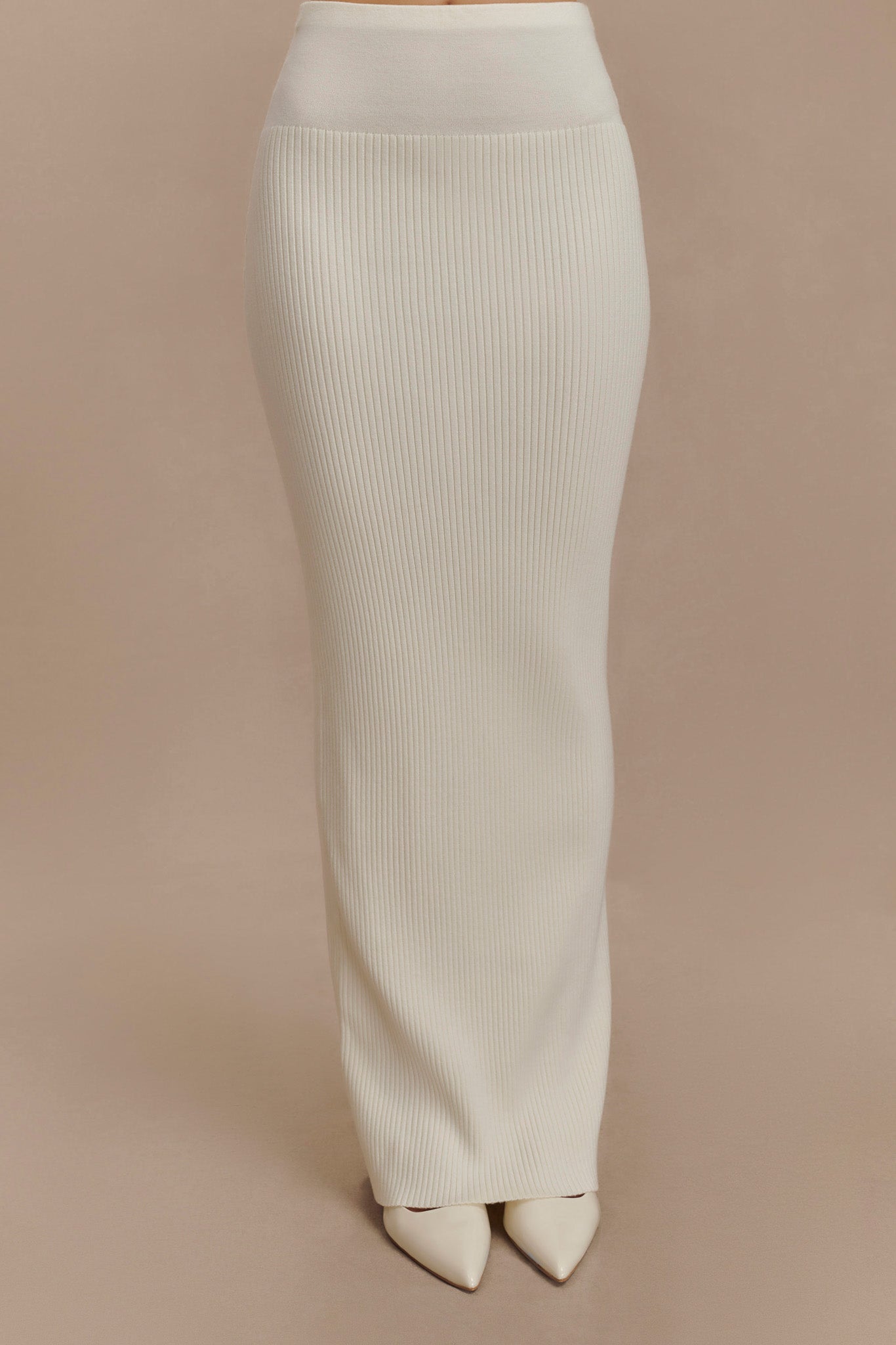 Jupe Maxi Tricot à Faille Mathilde - Ivoire