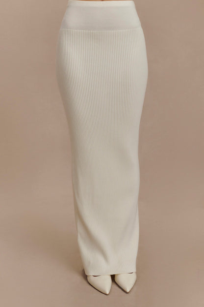 Jupe Maxi Tricot à Faille Mathilde - Ivoire