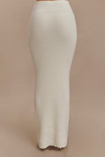 Jupe Maxi Tricot à Faille Mathilde - Ivoire