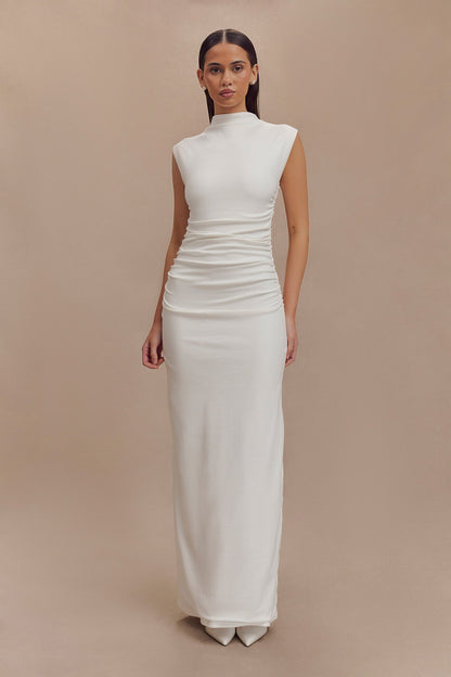 Robe Maxi Sans Manches à Col Haut Elliot - Blanc