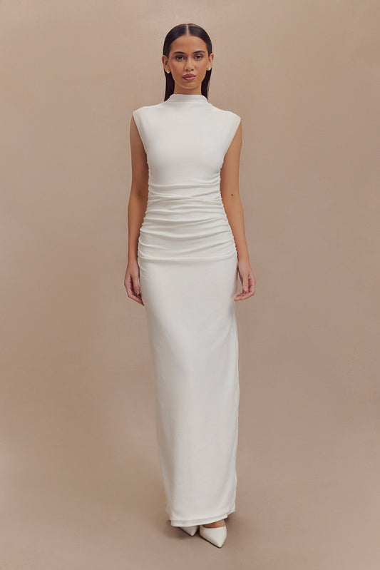 Robe Maxi Sans Manches à Col Haut Elliot - Blanc