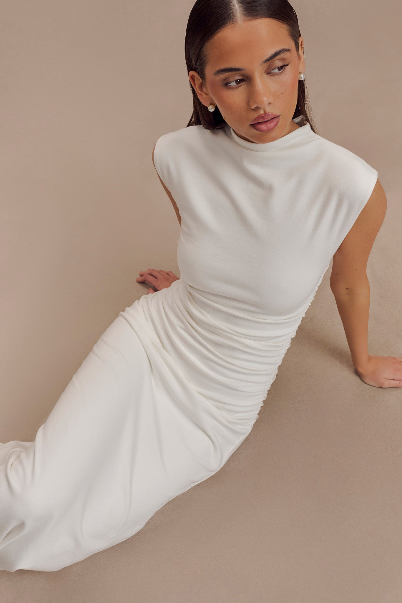Robe Maxi Sans Manches à Col Haut Elliot - Blanc