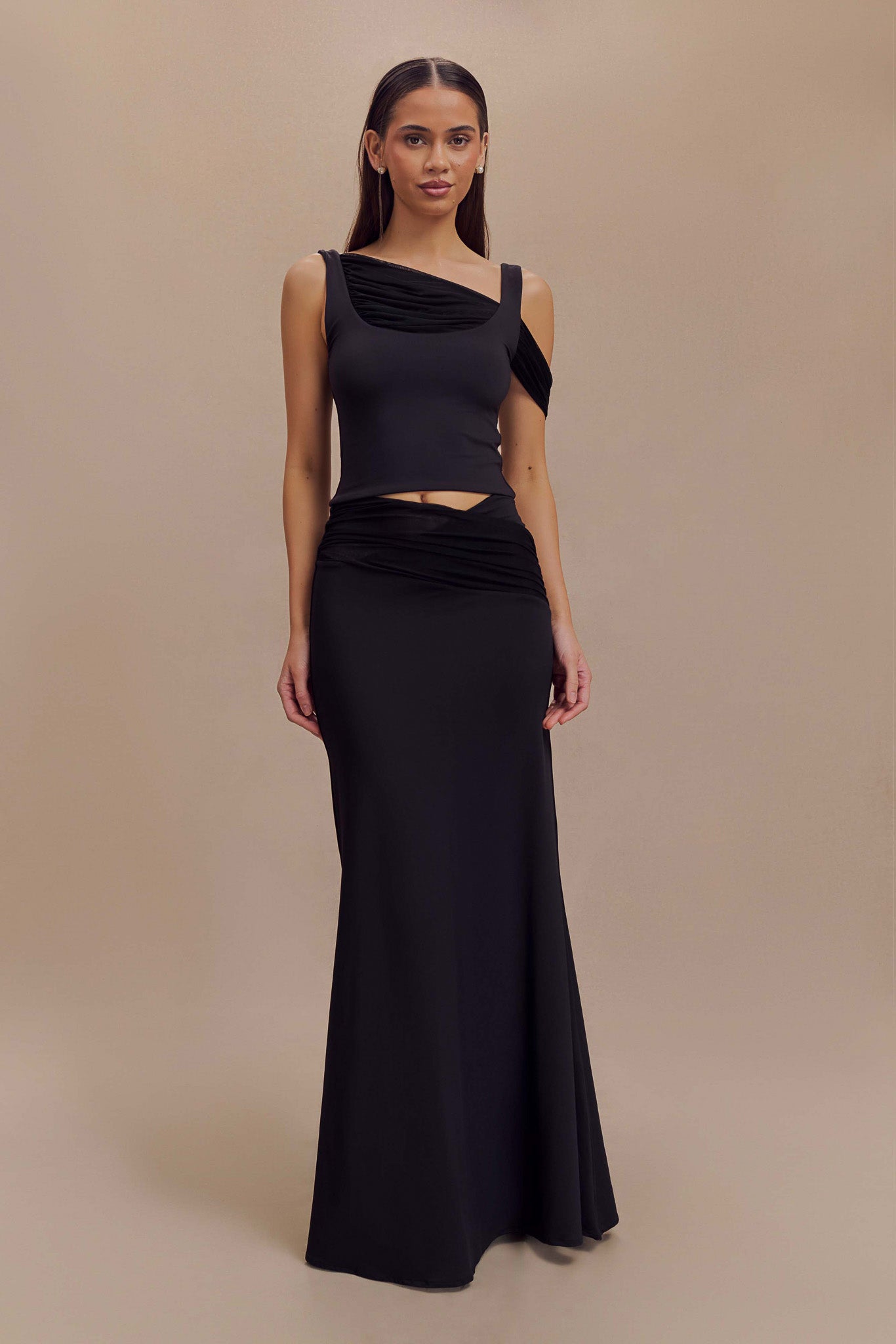 Jupe Maxi Jules en Nylon et Maille Recyclées - Noir