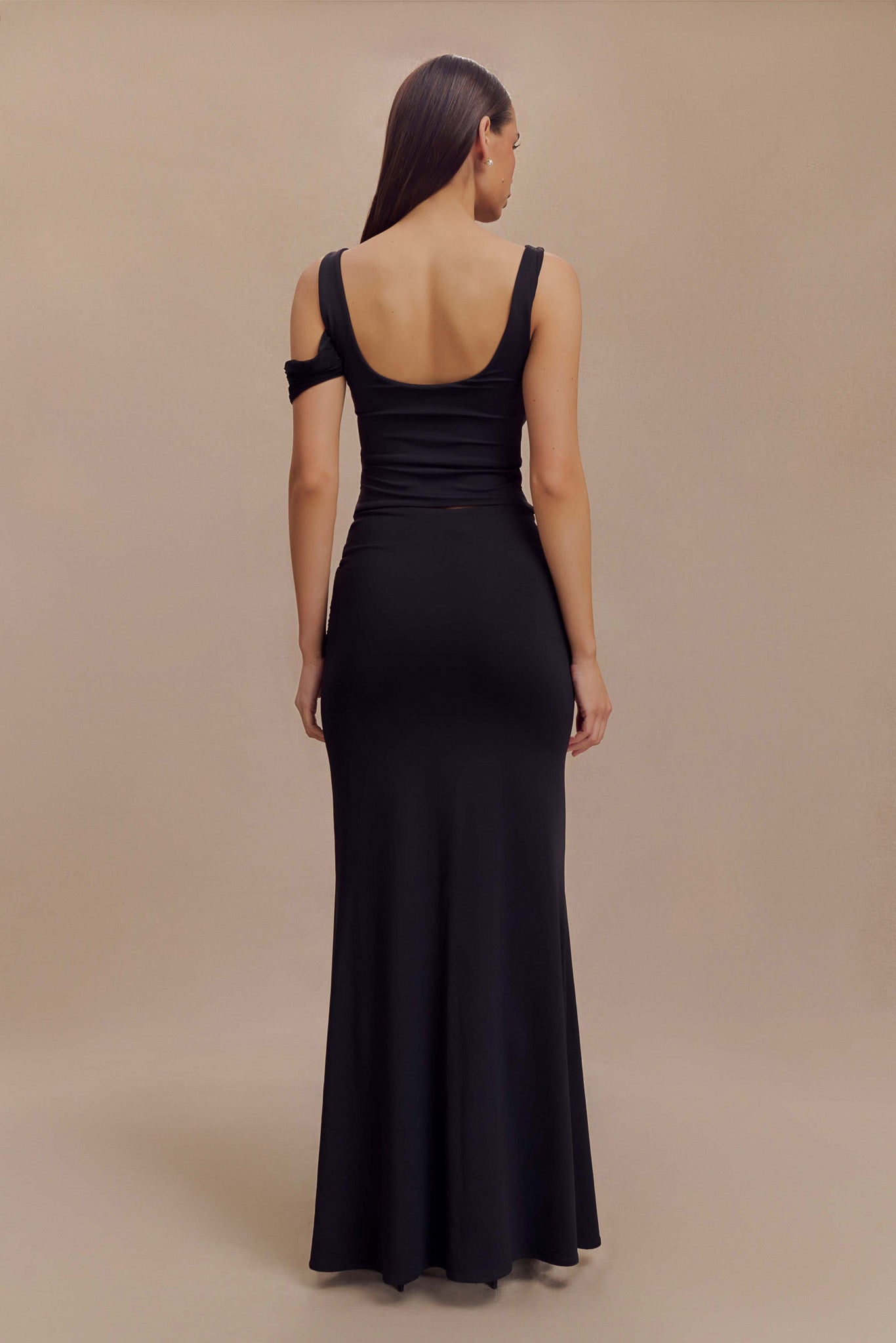 Jupe Maxi Jules en Nylon et Maille Recyclées - Noir