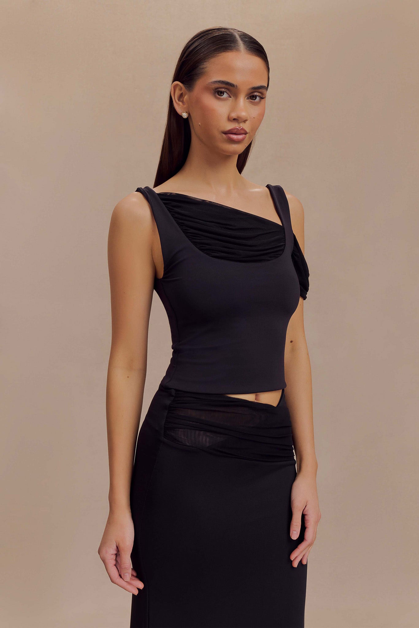 Top sans manches en nylon et maille recyclés Jules - Noir