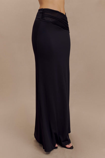 Jupe Maxi Jules en Nylon et Maille Recyclées - Noir