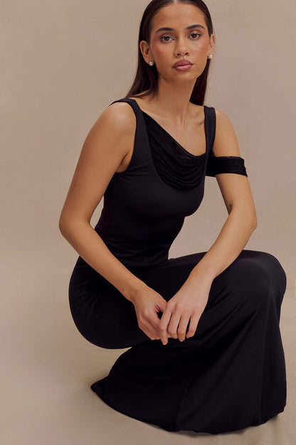 Jupe Maxi Jules en Nylon et Maille Recyclées - Noir