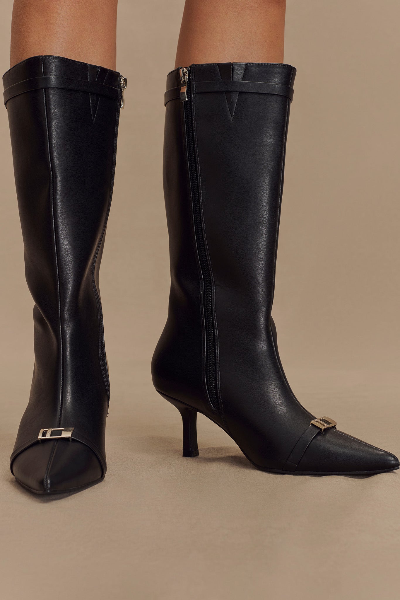 Botte à boucle en simili cuir Astra - Noir