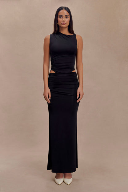 Robe Maxi Kaia en Jersey Découpe - Noir