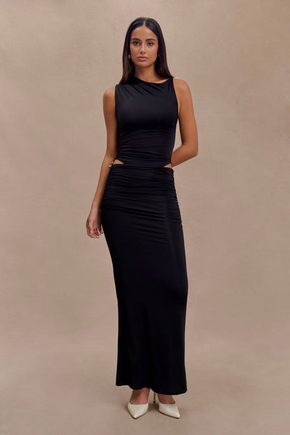 Robe Maxi Kaia en Jersey Découpe - Noir