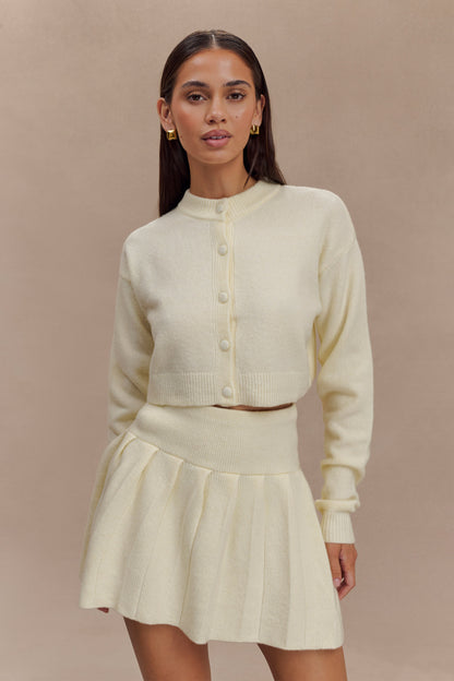 Jupe mini en tricot plissé Dionne - Ivoire marbré