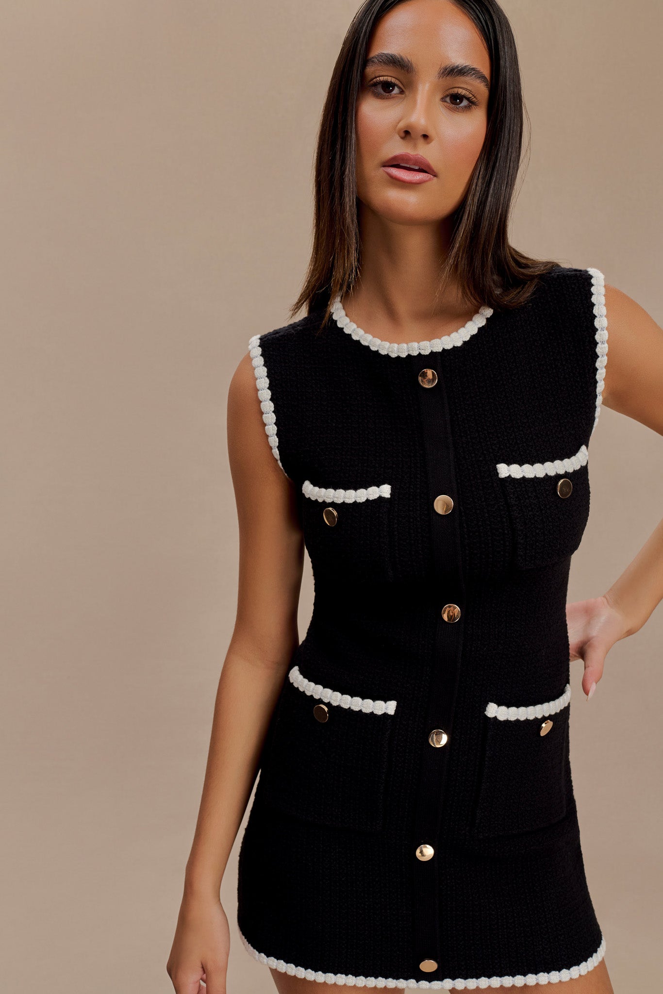 Mini-robe en tricot contrastée Mia - Noir/Blanc