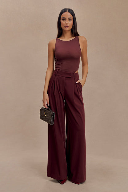 Pantalon large à plis Jacqueline - Brun-rouge