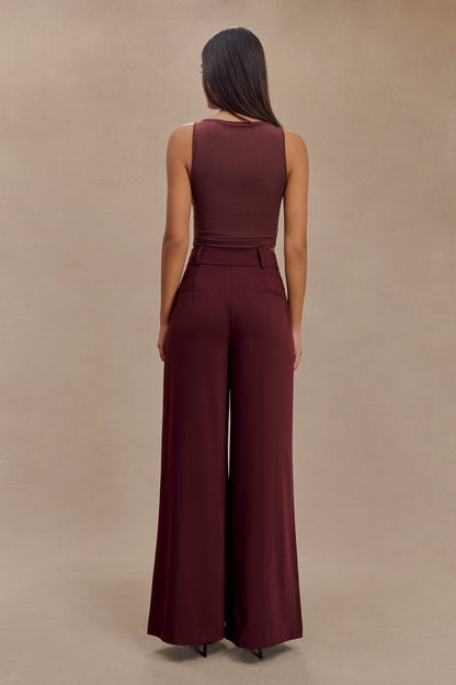 Pantalon large à plis Jacqueline - Brun-rouge