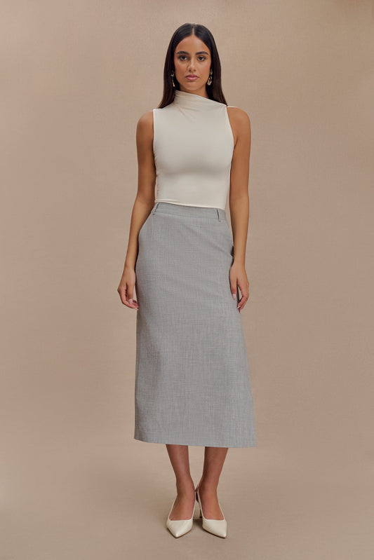 Jupe mi-longue Ambrose - Gris anthracite chiné