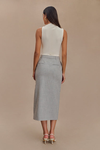 Jupe mi-longue Ambrose - Gris anthracite chiné