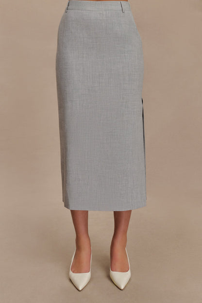 Jupe mi-longue Ambrose - Gris anthracite chiné
