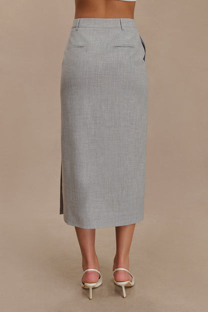 Jupe mi-longue Ambrose - Gris anthracite chiné