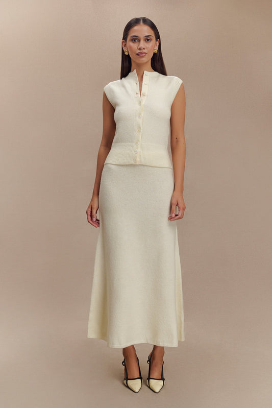 Jupe Maxi Tricot Vivica - Ivoire Marbré