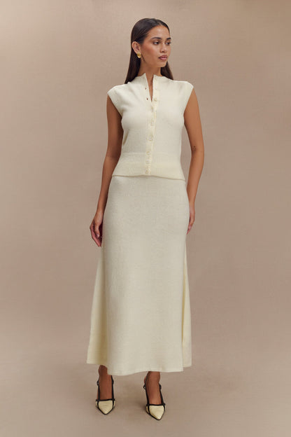 Jupe Maxi Tricot Vivica - Ivoire Marbré