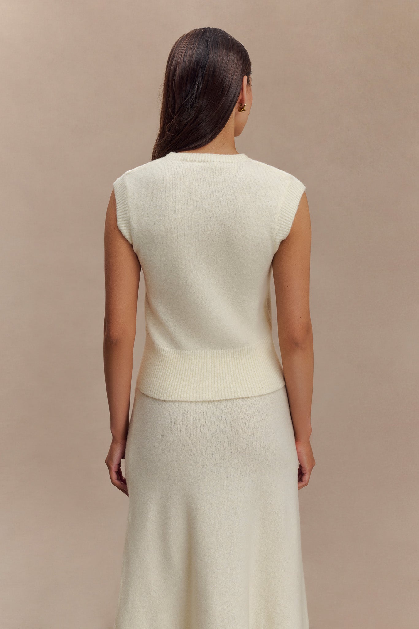 Gilet en tricot sans manches Dionne - Marbré Ivoire