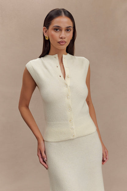 Gilet en tricot sans manches Dionne - Marbré Ivoire