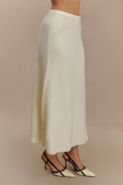 Jupe Maxi Tricot Vivica - Ivoire Marbré