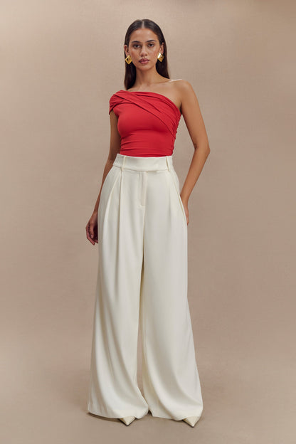 Pantalon large à plis Jacqueline - Ivoire