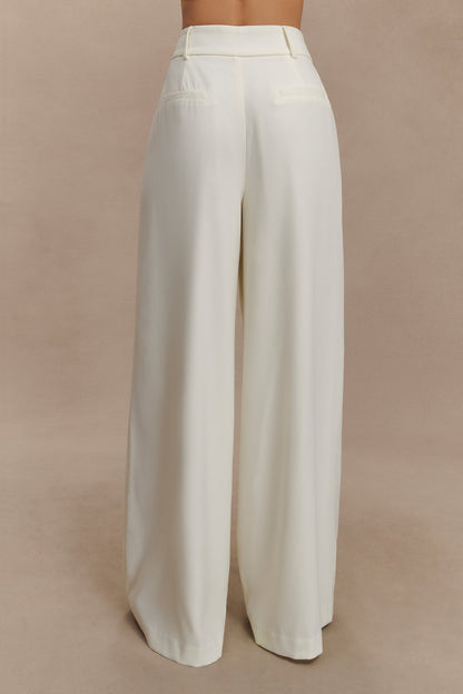 Pantalon large à plis Jacqueline - Ivoire