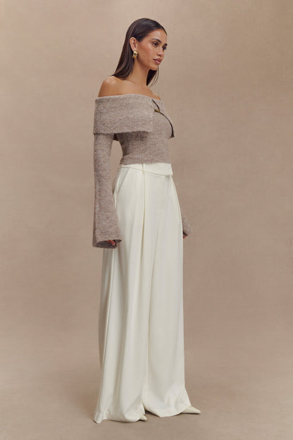 Pantalon large à plis Jacqueline - Ivoire