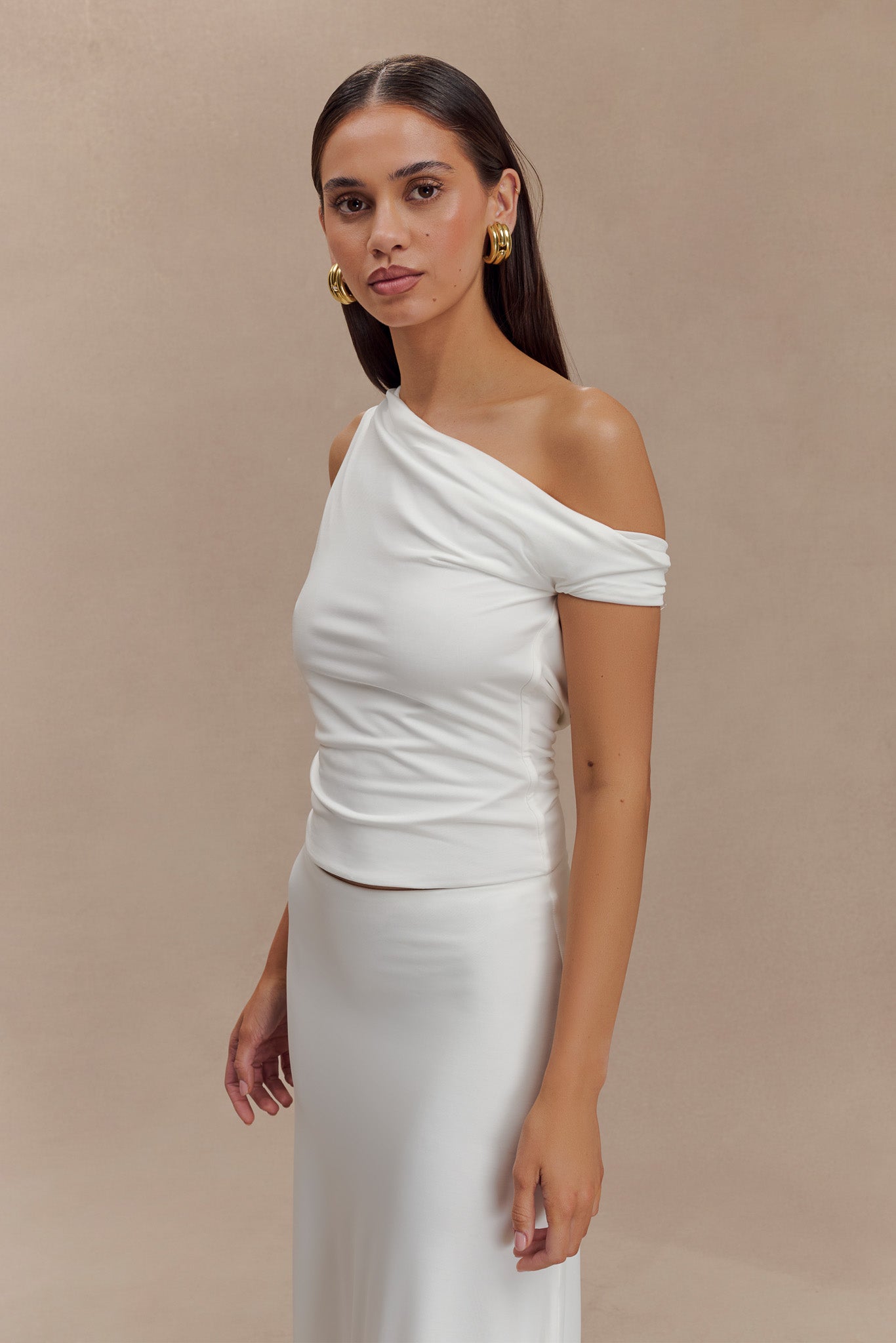Top décolleté épaules dénudées Kacey Slinky - Blanc
