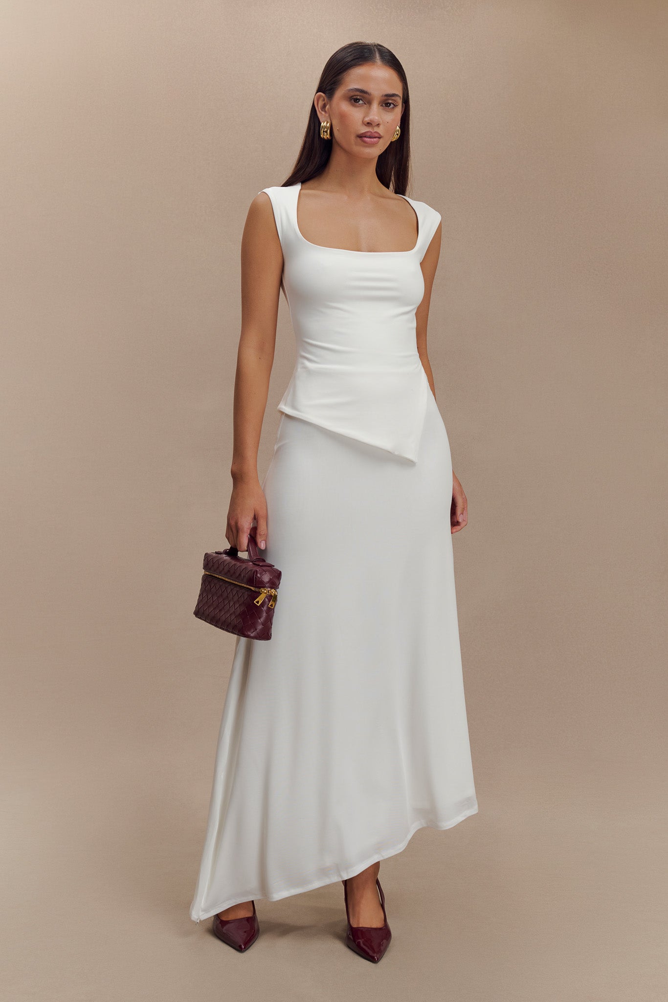 Top asymétrique en nylon recyclé Lisette - Blanc