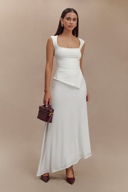 Top asymétrique en nylon recyclé Lisette - Blanc