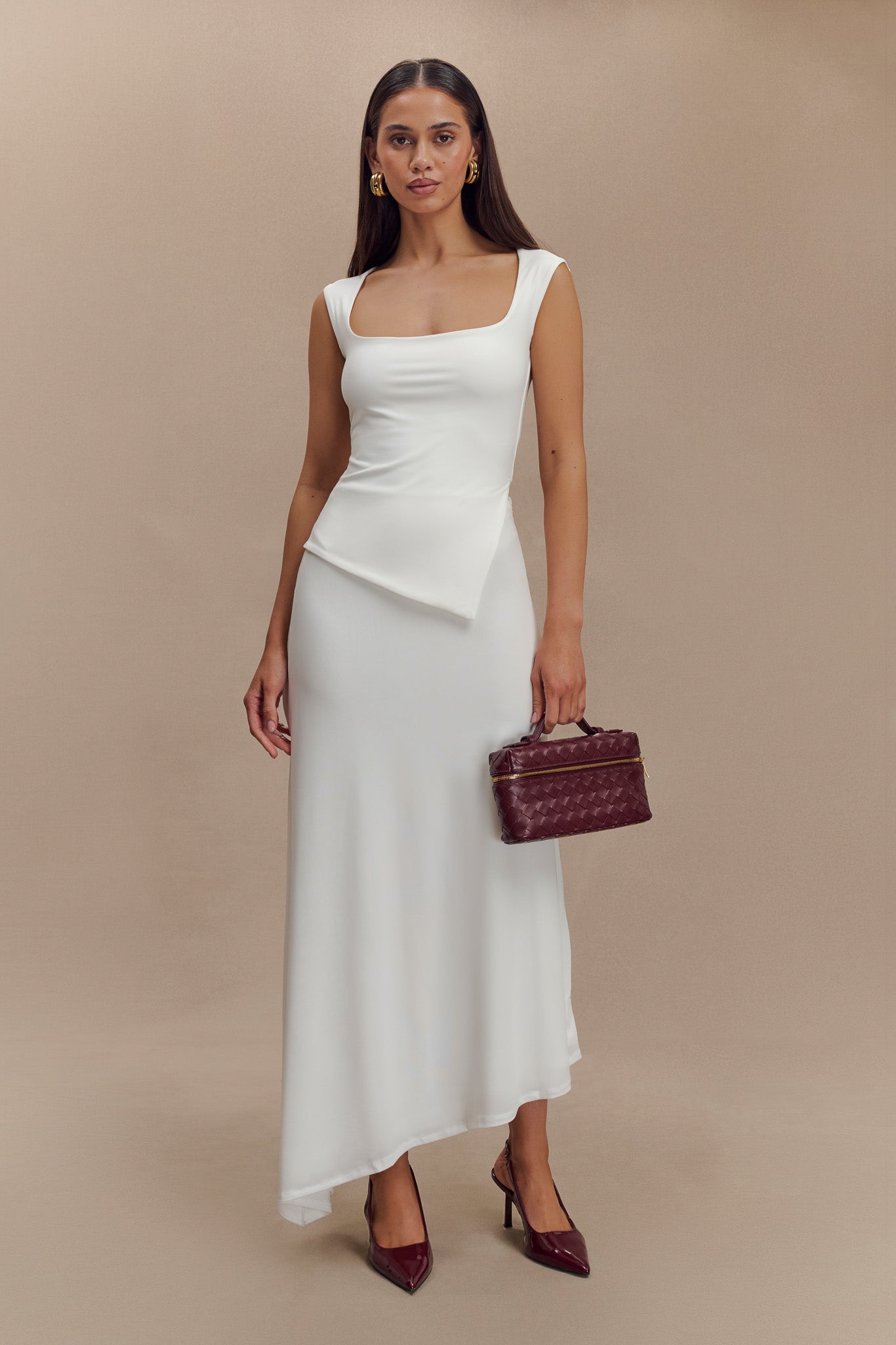 Top asymétrique en nylon recyclé Lisette - Blanc