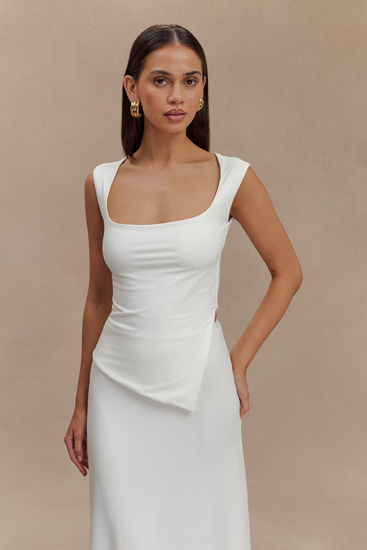 Top asymétrique en nylon recyclé Lisette - Blanc