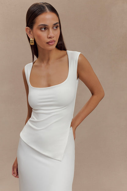 Top asymétrique en nylon recyclé Lisette - Blanc