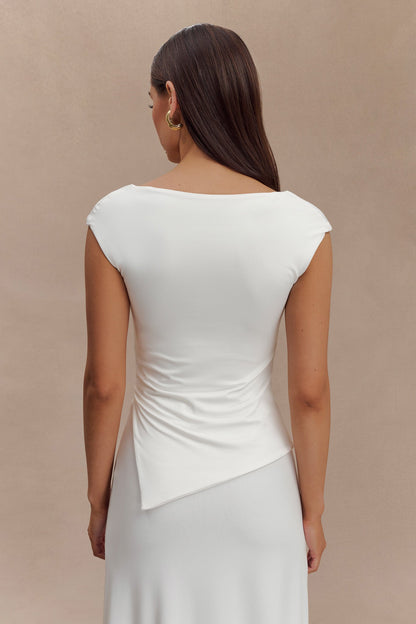 Top asymétrique en nylon recyclé Lisette - Blanc