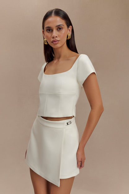 Jupe-short Celene avec boucle - Ivoire