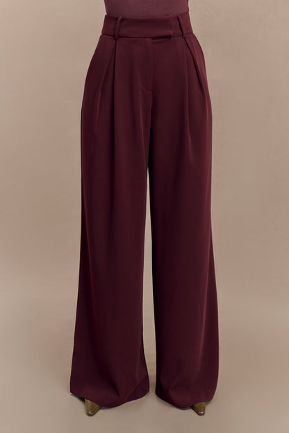 Pantalon large à plis Jacqueline - Brun-rouge