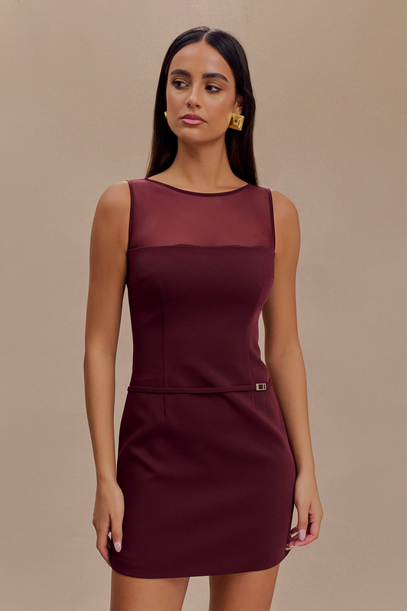 Mini-robe tailleur à ceinture Posie - Brun-rouge