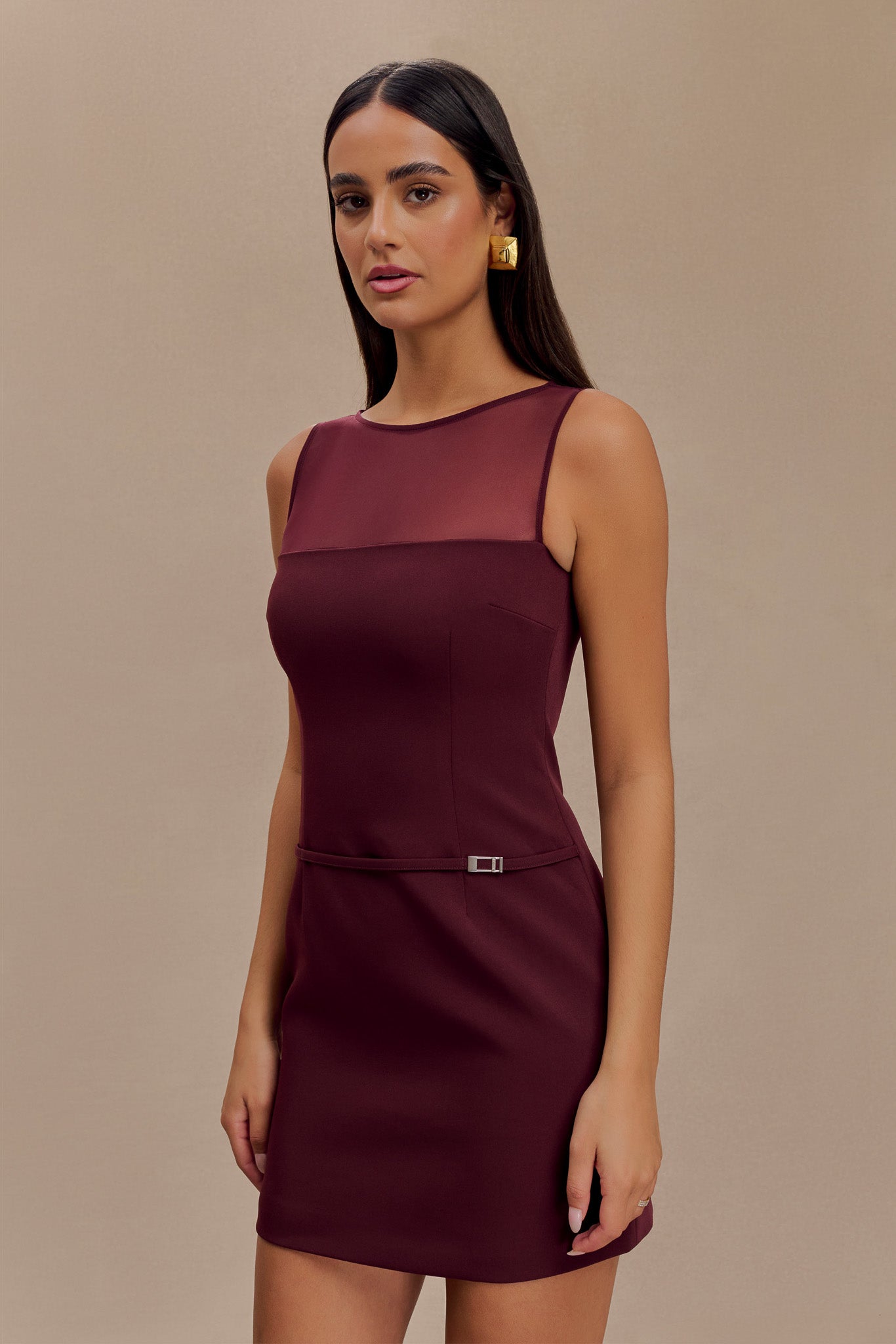 Mini-robe tailleur à ceinture Posie - Brun-rouge