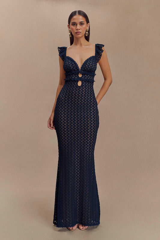 Robe Maxi en Dentelle Ezra - Bleu Marine