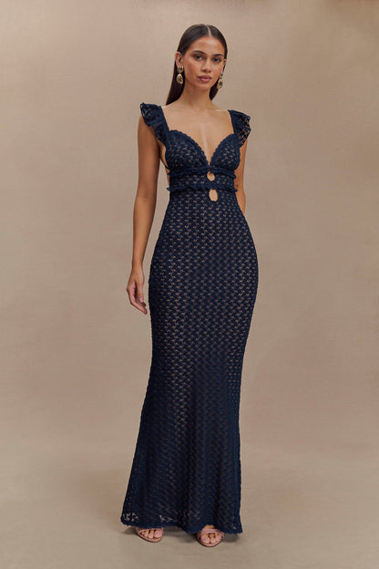 Robe Maxi en Dentelle Ezra - Bleu Marine